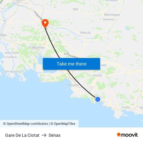 Gare De La Ciotat to Sénas map
