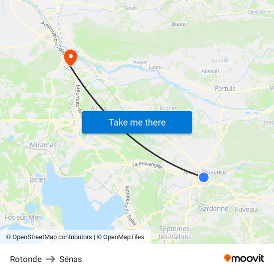Rotonde to Sénas map