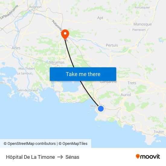 Hôpital De La Timone to Sénas map
