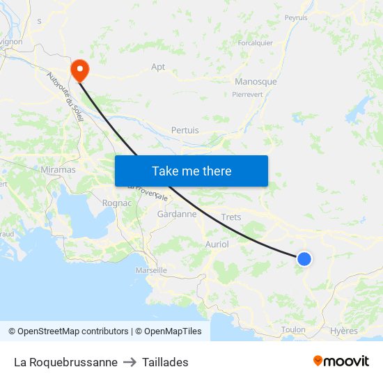 La Roquebrussanne to Taillades map