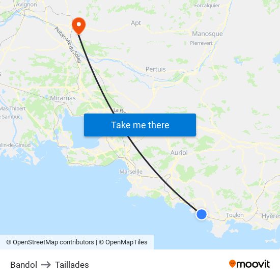 Bandol to Taillades map