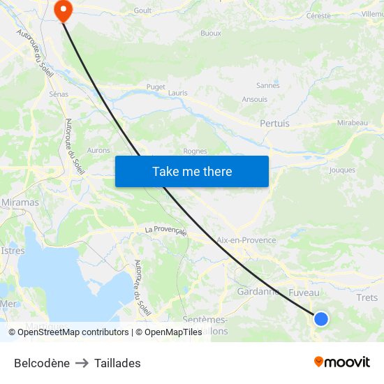 Belcodène to Taillades map