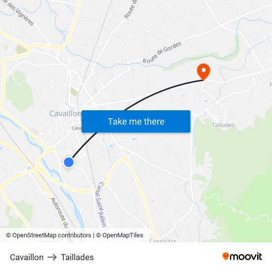 Cavaillon to Taillades map