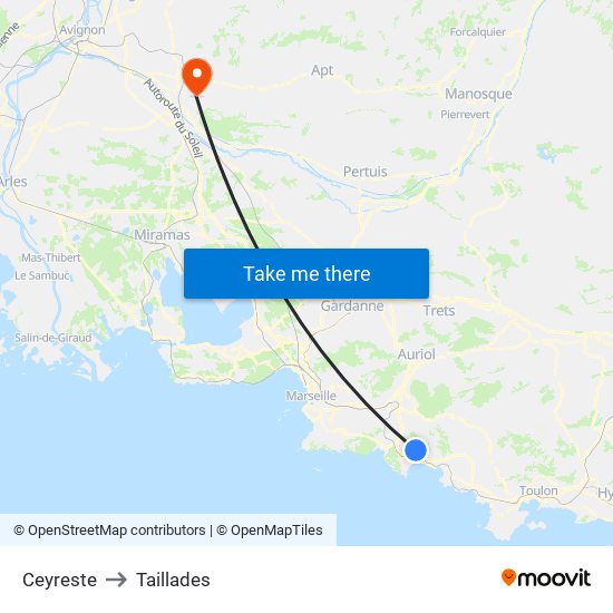 Ceyreste to Taillades map