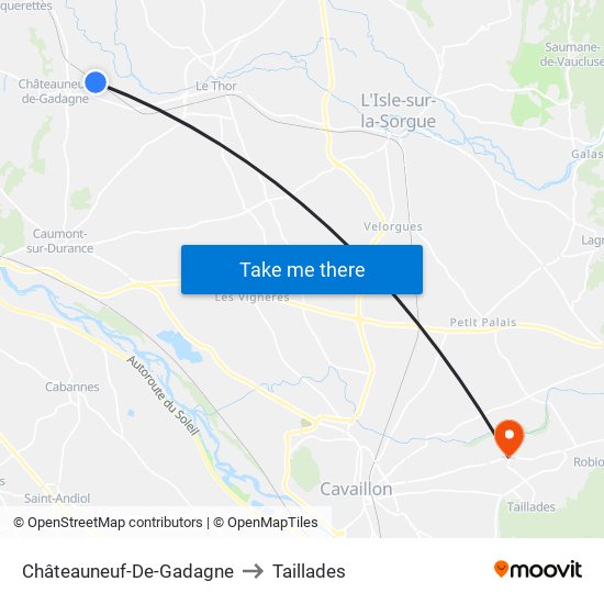 Châteauneuf-De-Gadagne to Taillades map