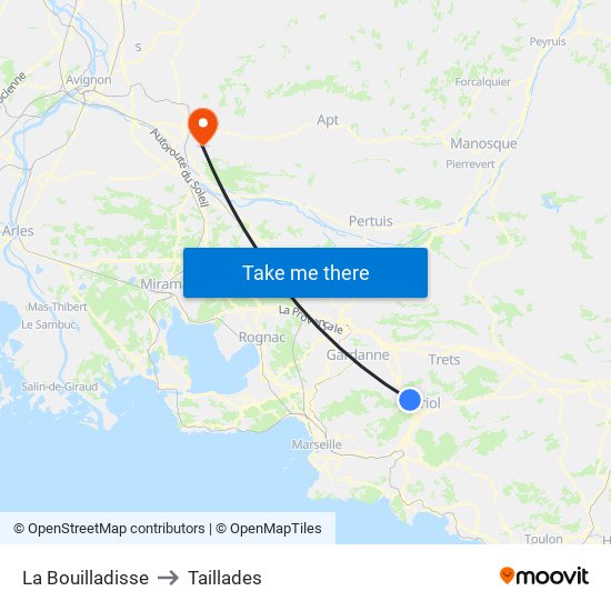 La Bouilladisse to Taillades map