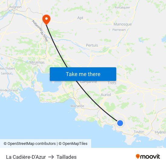 La Cadière-D'Azur to Taillades map