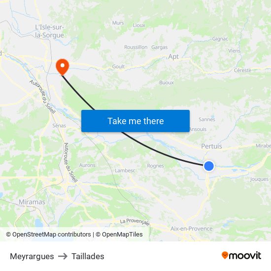 Meyrargues to Taillades map