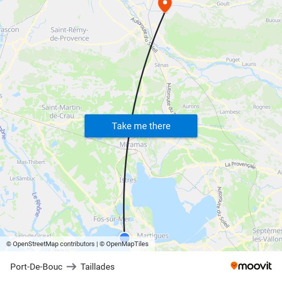 Port-De-Bouc to Taillades map