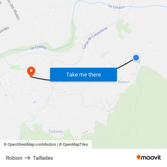 Robion to Taillades map