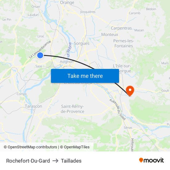 Rochefort-Du-Gard to Taillades map