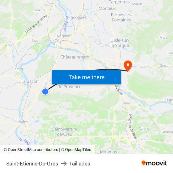 Saint-Étienne-Du-Grès to Taillades map