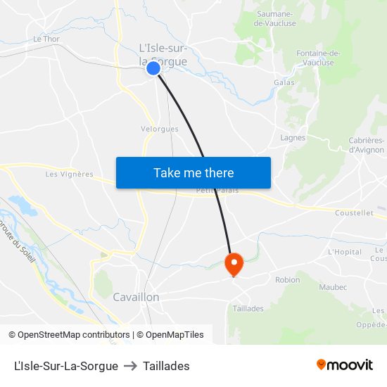 L'Isle-Sur-La-Sorgue to Taillades map