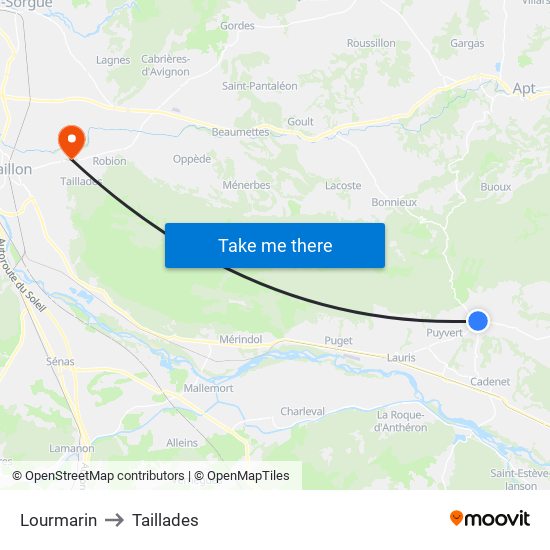 Lourmarin to Taillades map