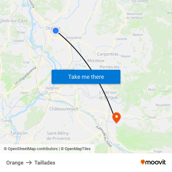 Orange to Taillades map