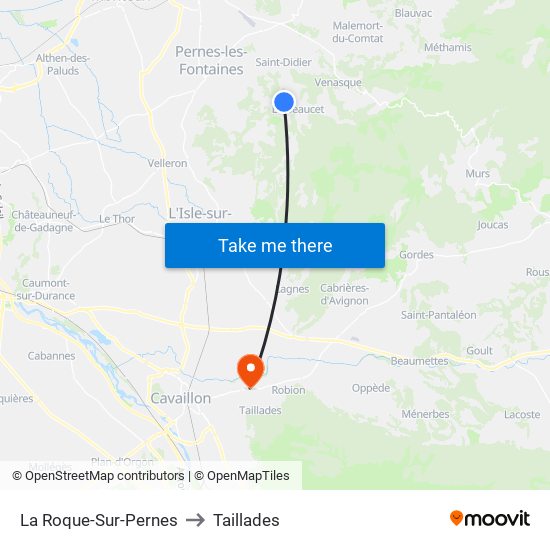 La Roque-Sur-Pernes to Taillades map