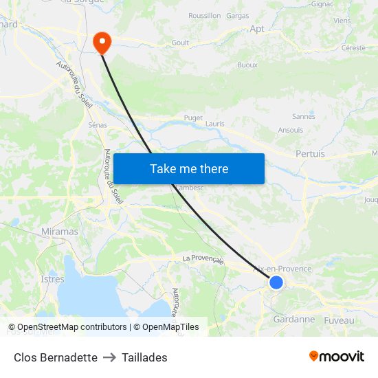 Clos Bernadette to Taillades map