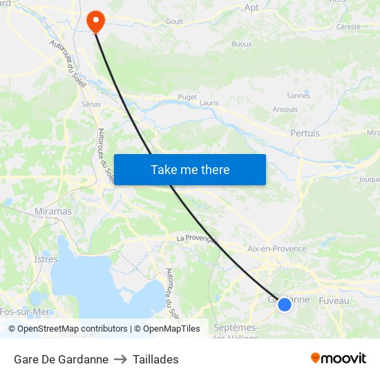 Gare De Gardanne to Taillades map