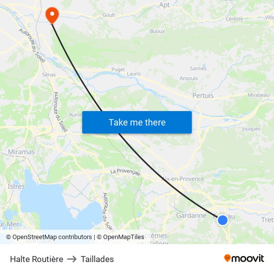 Halte Routière to Taillades map