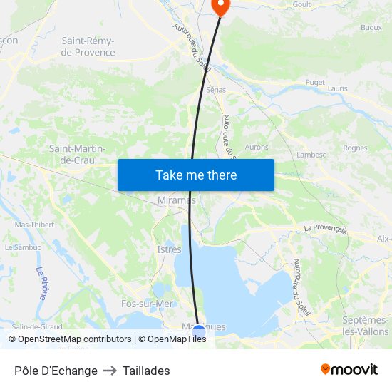 Pôle D'Echange to Taillades map