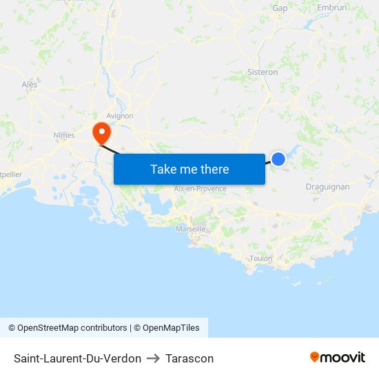 Saint-Laurent-Du-Verdon to Tarascon map