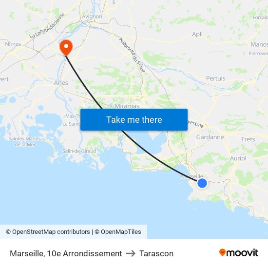 Marseille, 10e Arrondissement to Tarascon map