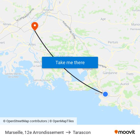 Marseille, 12e Arrondissement to Tarascon map