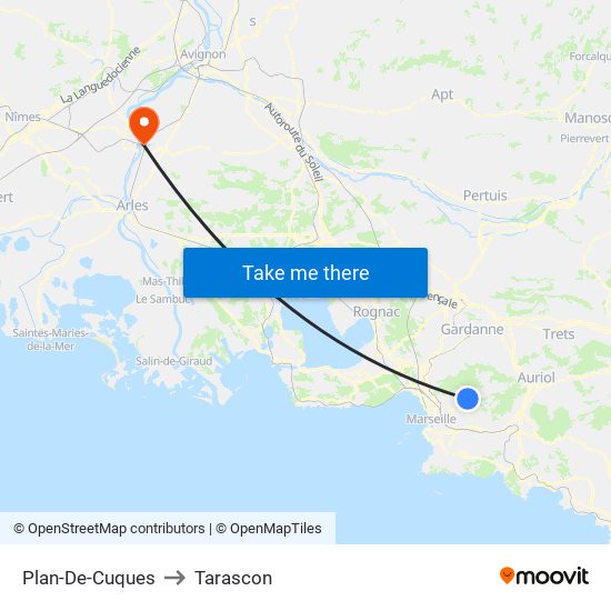 Plan-De-Cuques to Tarascon map