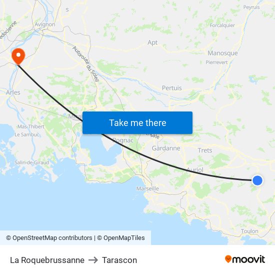 La Roquebrussanne to Tarascon map