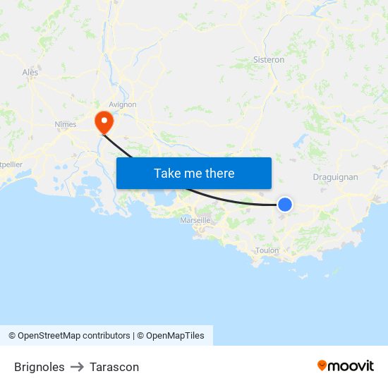 Brignoles to Tarascon map