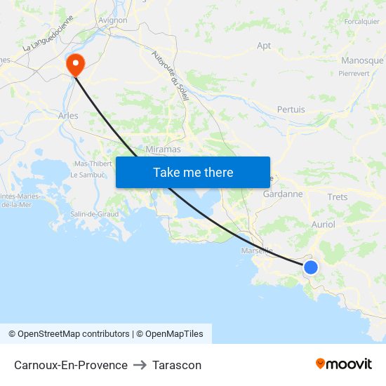 Carnoux-En-Provence to Tarascon map