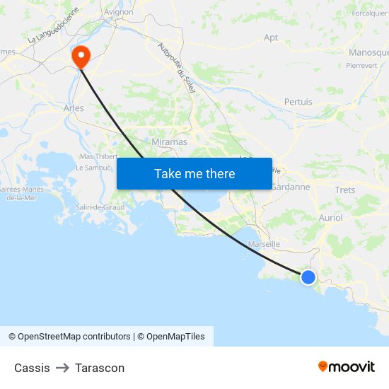 Cassis to Tarascon map