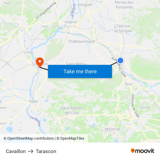 Cavaillon to Tarascon map