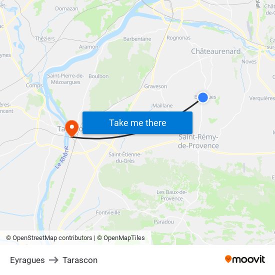Eyragues to Tarascon map
