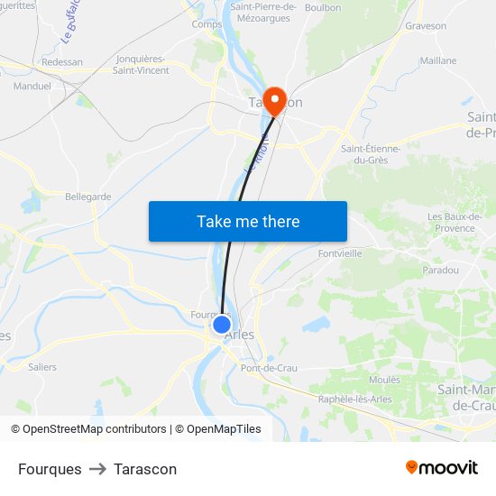 Fourques to Tarascon map