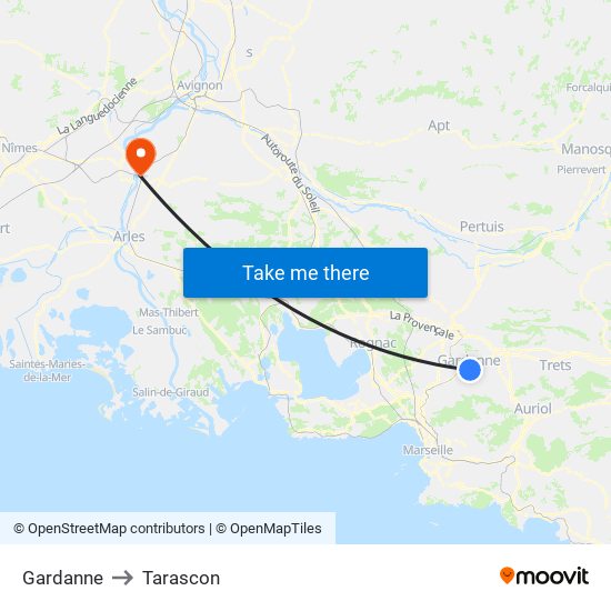 Gardanne to Tarascon map