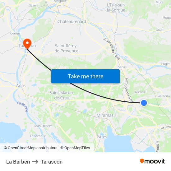 La Barben to Tarascon map