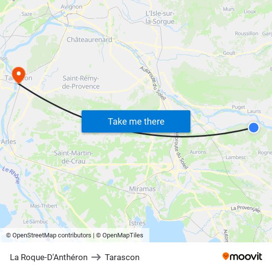 La Roque-D'Anthéron to Tarascon map