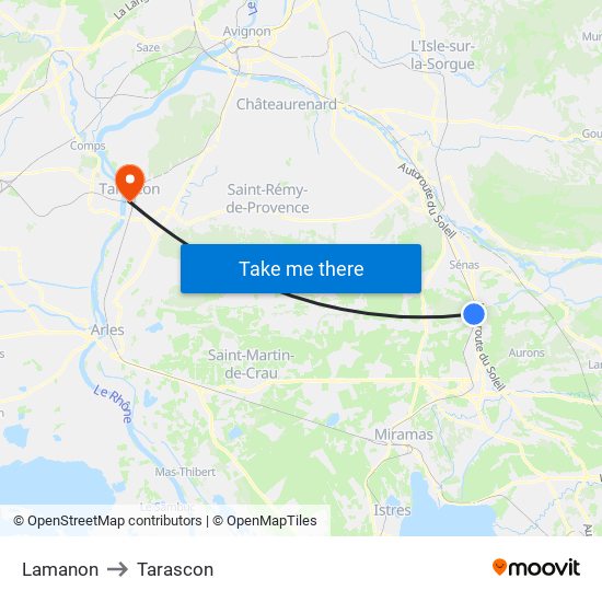 Lamanon to Tarascon map