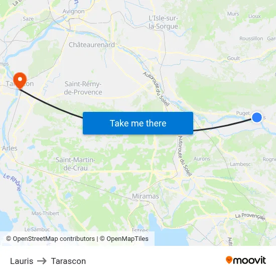 Lauris to Tarascon map