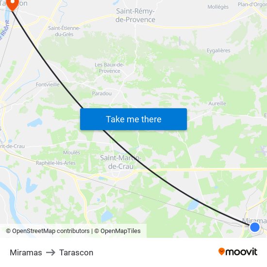 Miramas to Tarascon map