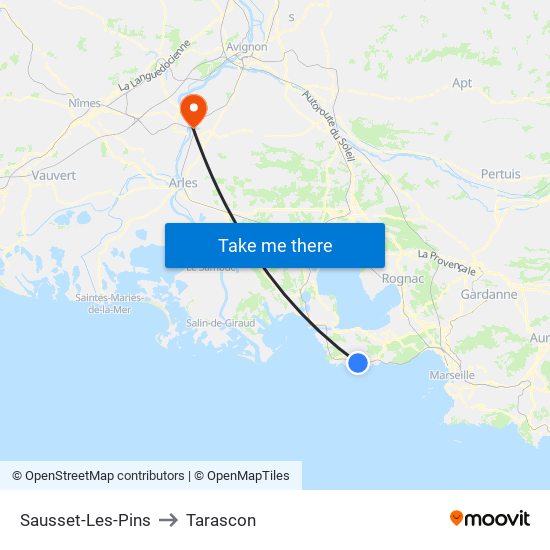 Sausset-Les-Pins to Tarascon map