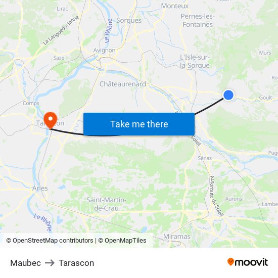 Maubec to Tarascon map