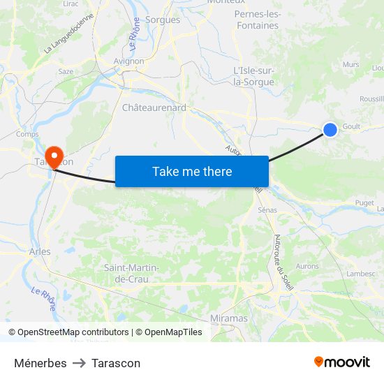 Ménerbes to Tarascon map