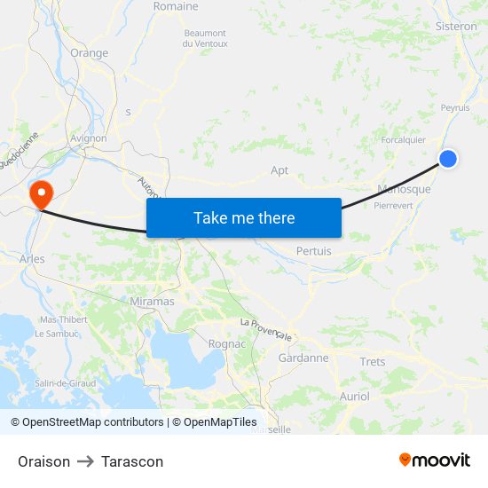 Oraison to Tarascon map