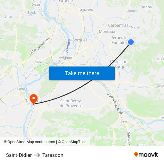 Saint-Didier to Tarascon map