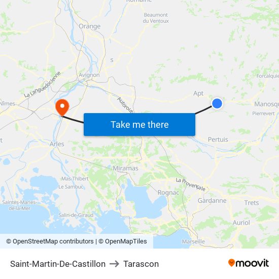 Saint-Martin-De-Castillon to Tarascon map