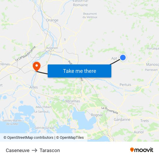 Caseneuve to Tarascon map