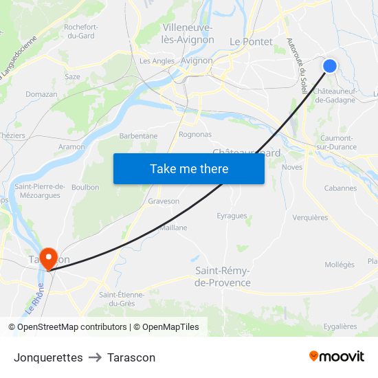 Jonquerettes to Tarascon map