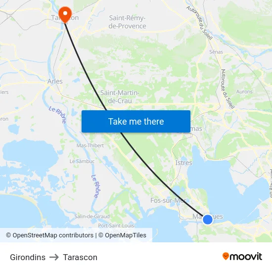 Girondins to Tarascon map